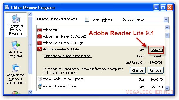 Adobe reader version 9.1